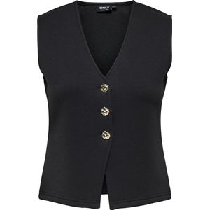 Only - Onlnaomi - Sweatvest - Zwart - Mouwloos - Goudkleurige Knopen