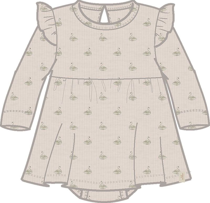 Romper - Jurk - Jersey - Lange Mouwen - Regular Fit - Knoop- en Lussluiting