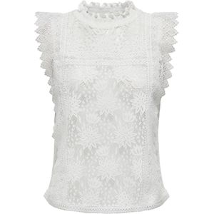 Only - Onlgillian S/l O-neck Lace Top - Cloud Dancer - 100% Katoen