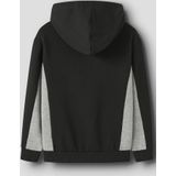 NAME IT - Sweatvest - Grijs Gemêleerd/Zwart - Met Gevoerde Capuchon