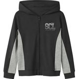 NAME IT - Sweatvest - Grijs Gemêleerd/Zwart - Met Gevoerde Capuchon