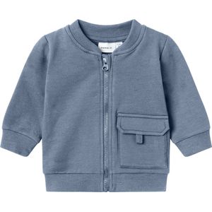 NAME IT BABY - Sweatvest - Grijsblauw - Lange Mouw - Ronde Hals