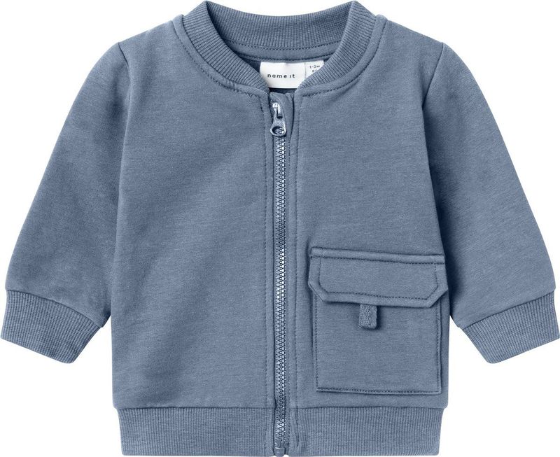 NAME IT BABY - Sweatvest - Grijsblauw - Lange Mouw - Ronde Hals