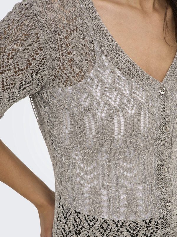 Onllovely - Gebreide Pullover - V-Hals - Korte Mouwen - Glitterdetail - Regular Fit