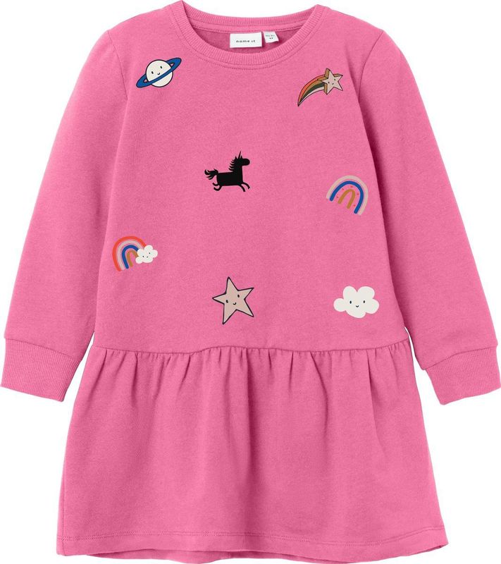 NAME IT - MINI - A-lijn Jurk - Lange Mouwen - Ronde Hals - Midi-lengte