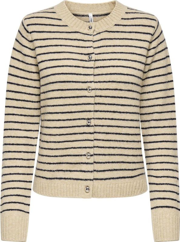 ONLY Gebreid vest 'ONLCHESTER'  beige / zwart