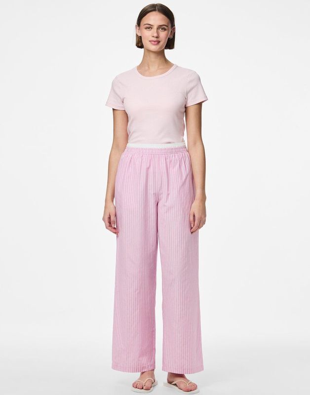 Pcfamma - Hw Straight Broek - Blauw - Elastische Taille - Straight Fit