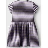 Jurk - Regular Fit - Korte Mouwen - Ronde Hals - Verticaal Gestreept Patroon