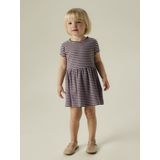 Jurk - Regular Fit - Korte Mouwen - Ronde Hals - Verticaal Gestreept Patroon