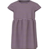 Jurk - Regular Fit - Korte Mouwen - Ronde Hals - Verticaal Gestreept Patroon