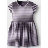 Jurk - Regular Fit - Korte Mouwen - Ronde Hals - Verticaal Gestreept Patroon