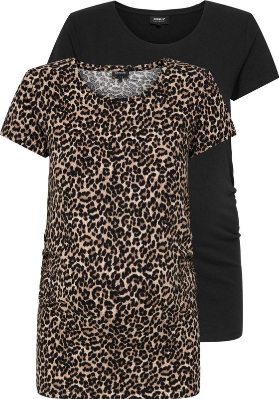 Only Maternity Shirt 'OLMLOVELY'  lichtbeige / bruin / lichtgrijs / zwart