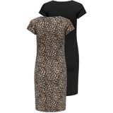 ONLY MATERNITY - Jurk - Midi-lengte - Katoen - Korte Mouwen - Kreuk Detail