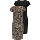 ONLY MATERNITY - Jurk - Midi-lengte - Katoen - Korte Mouwen - Kreuk Detail