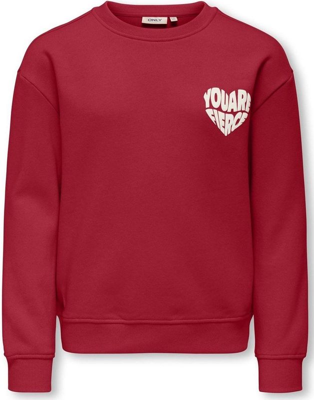 ONLY - KOGDITTE HEART O-NECK CS SWT - Meisjes Trui - Salsa Fierce