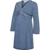 Mlbora - Zwangerschapsjurk - Kort - V-Hals - Lange Mouwen - Wikkelsluiting - Acid-washed