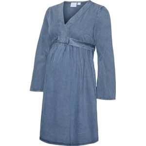 Mlbora - Zwangerschapsjurk - Kort - V-Hals - Lange Mouwen - Wikkelsluiting - Acid-washed