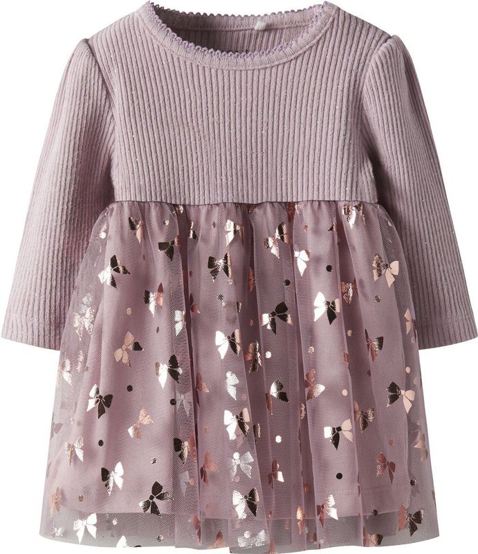 Jurk - Ribgebreid - Regular Fit - Lange Mouwen - All-over Print