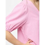 PIECES - PCAlma - Jurk - Oudroze/Wit - 7/8 Lengte - V-hals