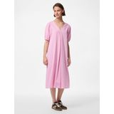 PIECES - PCAlma - Jurk - Oudroze/Wit - 7/8 Lengte - V-hals