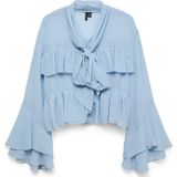 Top - Hoge Hals - Lange Mouwen - Volumineuze Mouwen - Ruches - Regular Fit