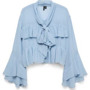 Top - Hoge Hals - Lange Mouwen - Volumineuze Mouwen - Ruches - Regular Fit