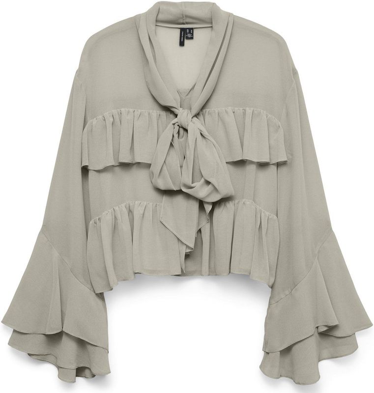 Vmluna - Top - Hoge Hals - Lange Mouwen - Volumineuze Mouwen - Ruches - Regular Fit