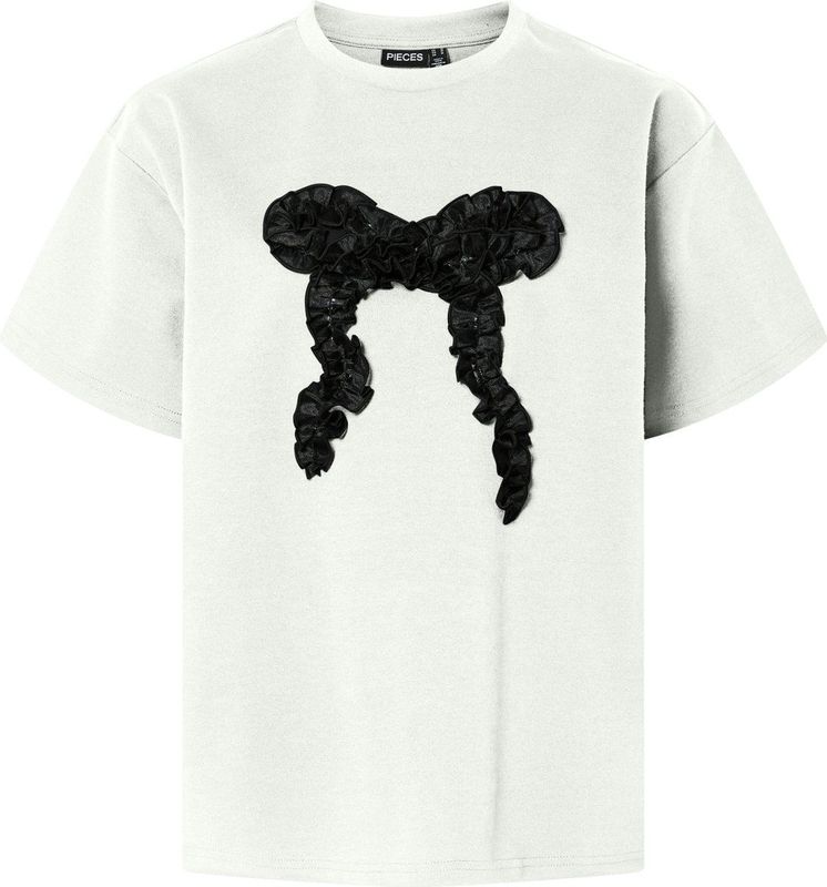 Pieces - Pcmaudelle Ss Tee Jrs - T-shirt - Bright White - Dames