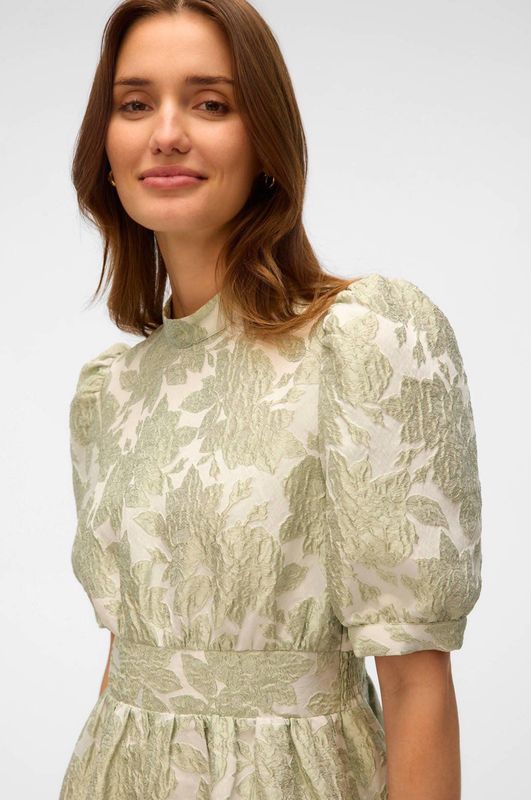 Jurk - VMSulle - Gerecycled Materiaal - Bloemenprint - Knielengte - Pofmouwen