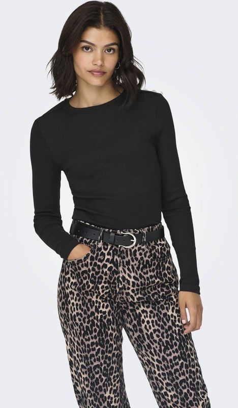 Only - ONLCHECKIE LIFE L/S TOP BOX JRS - Shirt met Lange Mouwen - Zwart