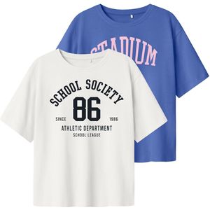 Name It - NKFLAISA SH NREG SS TOP - T-shirt - Bright White - Set van 2