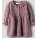 Gebreid Jurk - Lange Mouwen - Regular Fit - Knoopsluiting - Grandad Hals