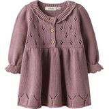 Gebreid Jurk - Lange Mouwen - Regular Fit - Knoopsluiting - Grandad Hals