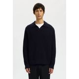 SELECTED HOMME - SLHDRY - Pullover - Donkerblauw - Geribde Boorden