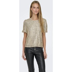 Only - Onlana ss loose sequins top - Beige - T-shirt
