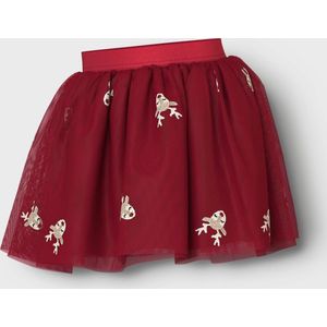 Kerst Rok - Kort - Tule - Geborduurd - Elastische Taille - Voering van Polyester