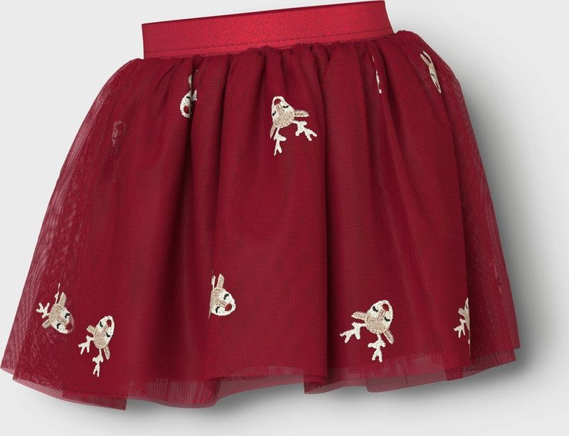 Kerst Rok - Kort - Tule - Geborduurd - Elastische Taille - Voering van Polyester