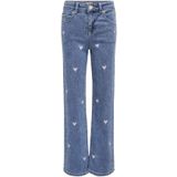 Only - Juicy Wide Leg - Jeans - Donkerblauw - Met Geborduurde Hartjes