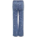 Only - Juicy Wide Leg - Jeans - Donkerblauw - Met Geborduurde Hartjes