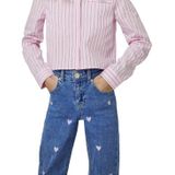 Only - Juicy Wide Leg - Jeans - Donkerblauw - Met Geborduurde Hartjes