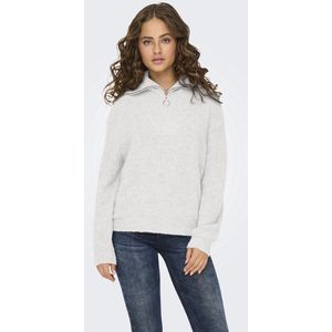 Only - ONLBAKER - Gebreide Trui - Cloud Dancer - Lange Mouwen - Ritssluiting