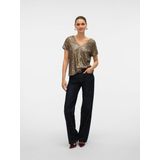 Vero Moda - Vmhanya Sq V-neck Top - T-shirt - Silver Mink/Leopard Aop