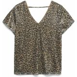 Vero Moda - Vmhanya Sq V-neck Top - T-shirt - Silver Mink/Leopard Aop