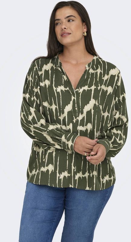 ONLY CARMAKOMA - Top - V-Hals - Lange Mouwen - Regular Fit - Print