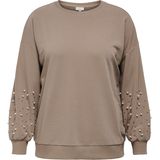 ONLY CARMAKOMA - Sweater - Grijsbruin - Met Parels