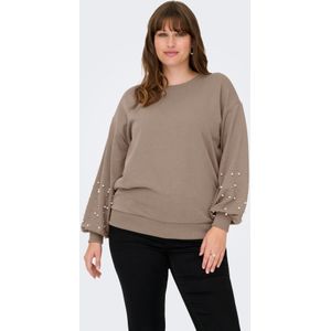 ONLY CARMAKOMA - Sweater - Grijsbruin - Met Parels