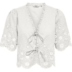 ONLY - ONLMiffy - Blouse - Wit - Effen - Halve Mouw - Losse Pasvorm