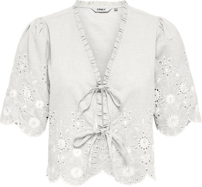 ONLY - ONLMiffy - Blouse - Wit - Effen - Halve Mouw - Losse Pasvorm