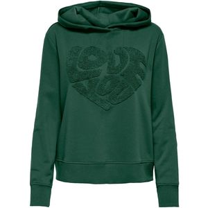 KIDS ONLY GIRL - Hoodie - Donkergroen - Sweatmateriaal - Rechte Mouwen - Capuchon