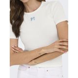 Only - ONLDANIELLA S/S RIB TOP CS JRS - T-shirt - Cloud Dancer - Korte Mouwen